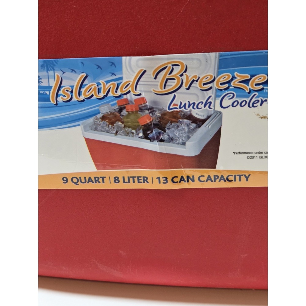 Igloo Cooler Lunchbox Island Breeze Red & White W/Handle Made In USA - Picture 4 of 8